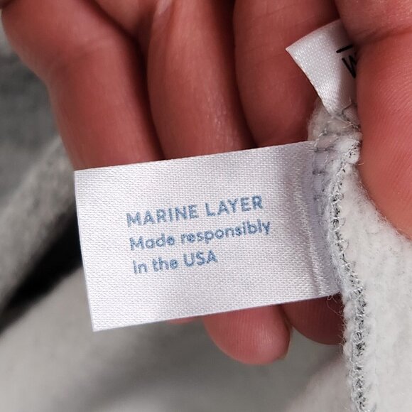 Marine Layer Sweater Mens XXL Heather Gray Sherpa Crew Neck Pullover Casual NEW - Picture 10 of 13